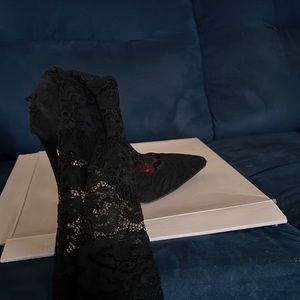 Thigh high lace heels